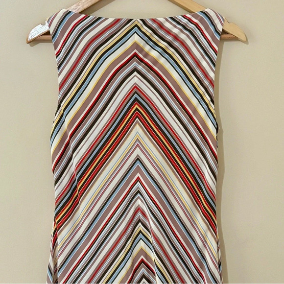 Liz Claiborne| Striking Mod SleevelessLong Maxi Chevron Striped Silky Dress Sz 8 - Picture 8 of 10